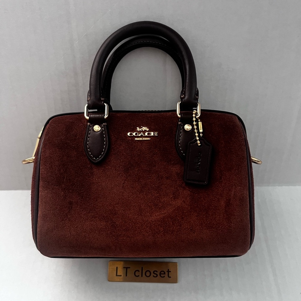 New Coach Mini Rowan Crossbody Bag CCF29, suede/Im/Vintage Brown - Picture 5 of 13